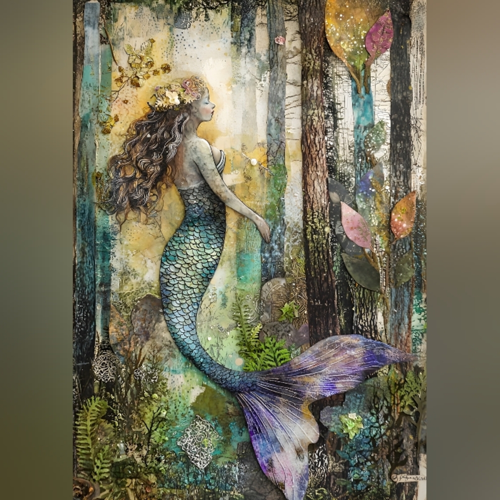 4pc=Beautiful Forest Mermaid Print